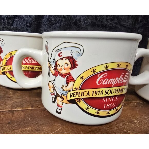 Set of 4 Mugs Cups Campbells Kids 1910 Souvenir Postcard Style Ceramic - Picture 7 of 9